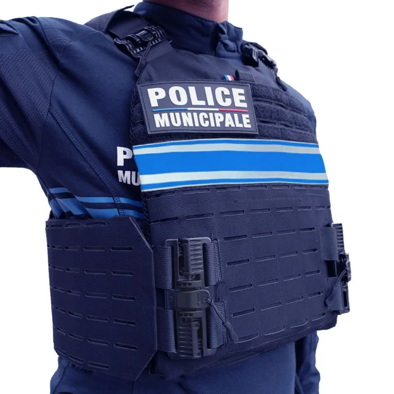 Housse gilet porte plaques pare balles QUICK Release rider Police Municipale (S / M, Sans TAG RFID, Plaques souples)